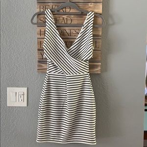 Black & White Striped Body Con Dress